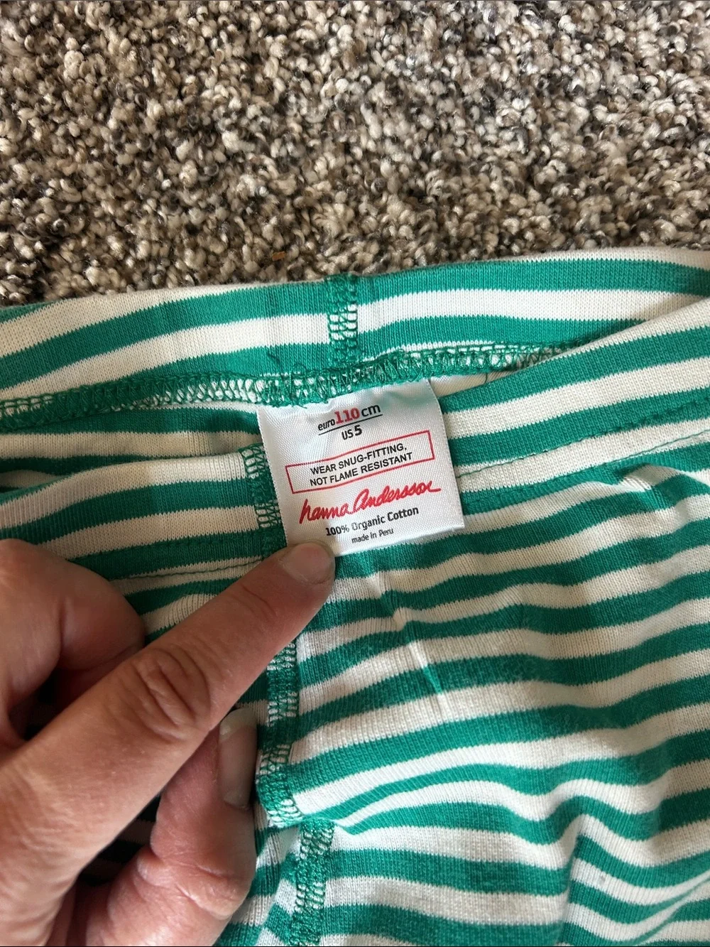 Hanna Andersson Green Egg & Bacon Print Pajama Set with Red Trim